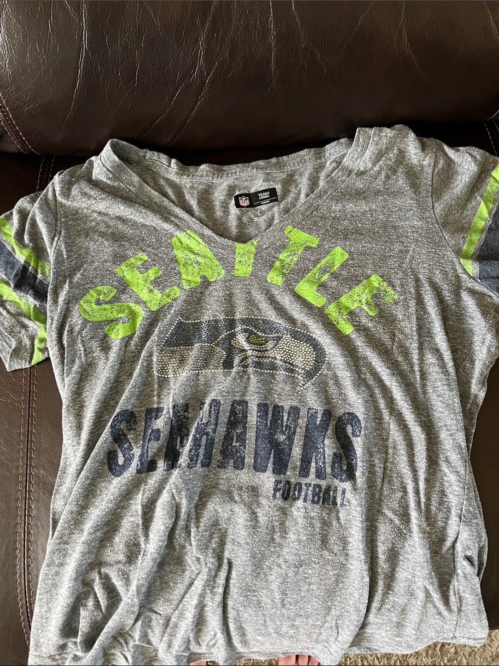 NFL Seattle Seahawks Gray Tee with Bright Green Accents